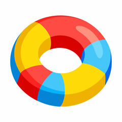 Obraz premium 3D Inflatable swimming ring in red, yellow and blue icon set.
