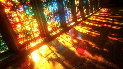 Obraz premium Radiant Stained Glass: A Symphony of Light and Color