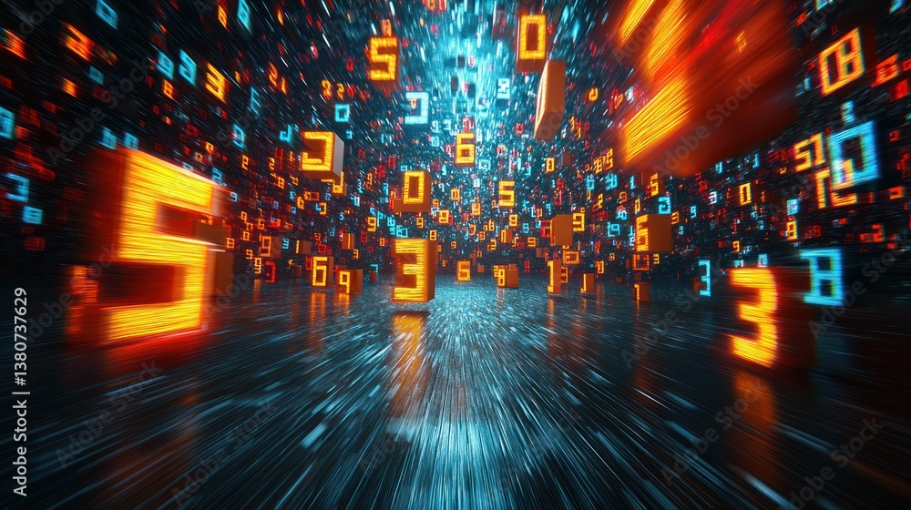 Poster digital data stream: a futuristic visualization of rapid data flow