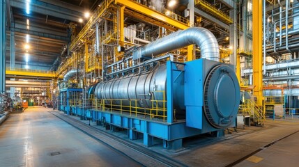 Large industrial furnace processing raw materials for manufacturing.