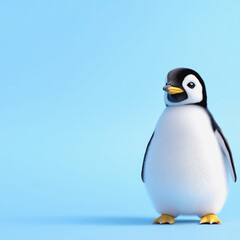 Cute baby penguin displaying a playful attitude with an endearing expression captured in a bright and cheerful illustration