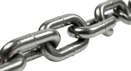 Obraz premium Close-up of Metal Chain Links, Interconnected Strength AI Generated