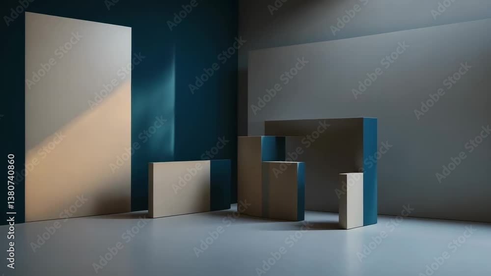 Poster abstract geometric studio setting featuring shadow and light. backdrop for product showcase mockup i