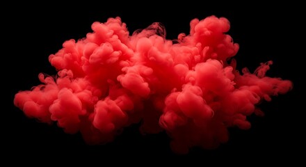 Obraz premium Abstract Red Ink Cloud, Black Background AI Generated