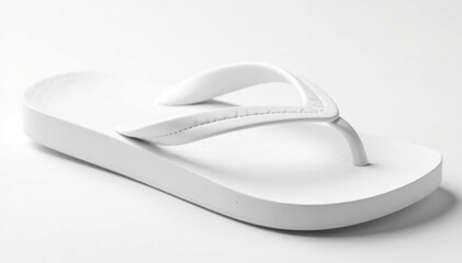 Single white flip-flop, isolated on white background, plastic, studio shot