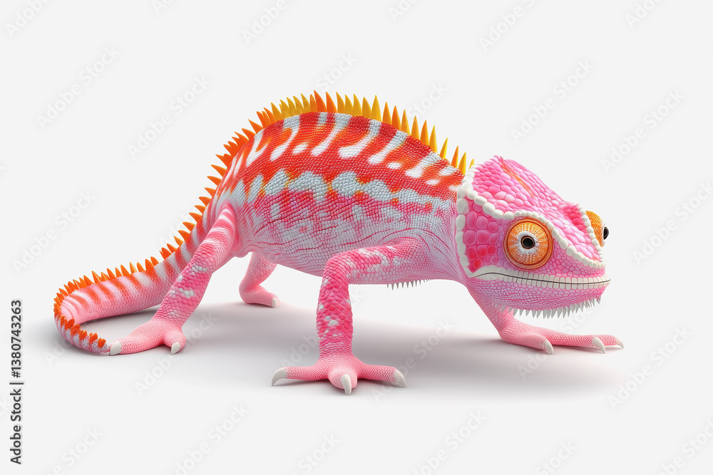 Aufkleber beautiful 3d colorful chameleon with pink and orange patterns displaying its unique characteristics 