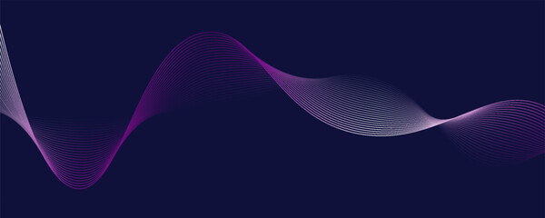 Abstract glowing wave lines on dark blue background. Dynamic wave pattern. Modern flowing wavy lines. Futuristic technology concept. Suit for banner, poster, cover, brochure, flyer, website