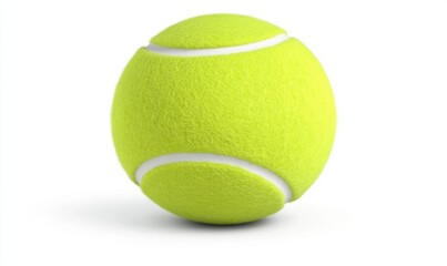 Bright yellow tennis ball on white for sports, game, or ad use