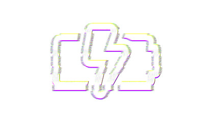 Icon battery bolt is distorted. Glitch. Noise, chromatic aberration, geometric distortion