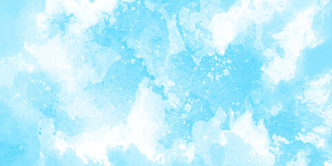 watercolor splashes of blue texture with various surrounding bokeh, beautiful blue watercolor background with glitter particles, light blue bokeh background for wallpaper, invitation and cover.