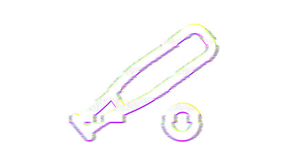 Icon baseball is distorted. Glitch. Noise, chromatic aberration, geometric distortion