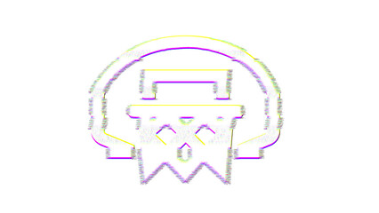 Icon basketball hoop is distorted. Glitch. Noise, chromatic aberration, geometric distortion