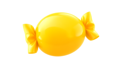 shiny yellow candy isolated on white background