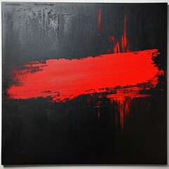 Fototapeta premium Abstract Red Brushstroke on Black Canvas Art for Modern Decor