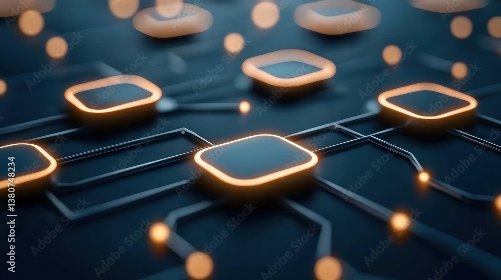 Poster a close-up of a digital circuit board with glowing elements, symbolizing technology and connectivity