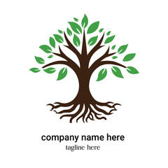 Fototapeta premium Professional natural tree logo design illustration white background