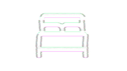 Icon bed is distorted. Glitch. Noise, chromatic aberration, geometric distortion