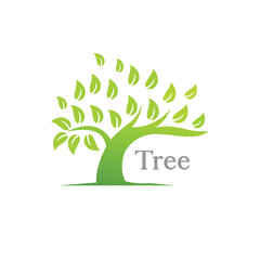 A green tree logo vector art on white background