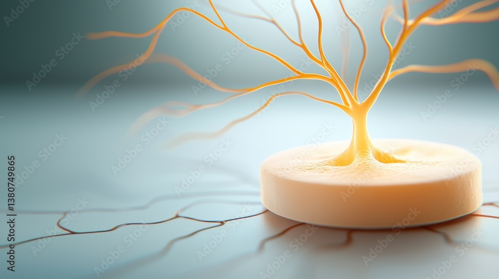 Poster a glowing, artistic representation of a tree with intricate branches, showcasing creativity and eleg