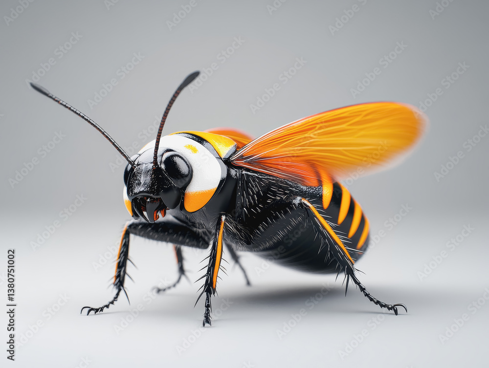 Poster playful 3d hissing cockroach illustration capturing the intriguing features of this unique and color