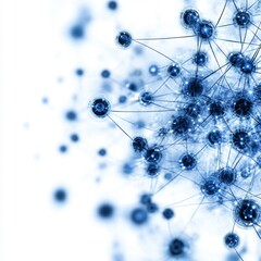 Abstract network connection, glowing blue nodes and lines, white background. Digital technology, global network, connection concept.