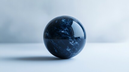 dark blue glass marble, ball, marble on a white background