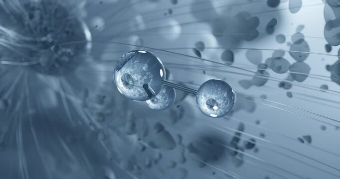 Looped video of Sulfur dioxide, toxic gas, rotating molecular 3D ball-and-stick model