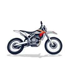 A bright, vibrant motocross vector art image on a white flat background, utilizing strong hard lig
ht, lively colors, and direct harsh shadows