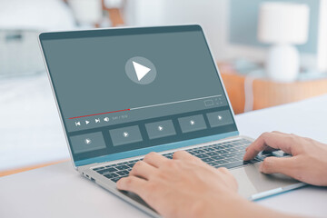 multimedia OTT, content on digital technology. concept of watching live video streams on a computer...