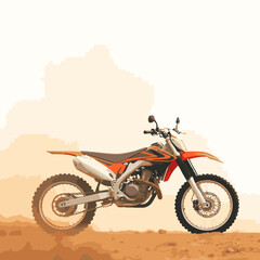 A bright, vibrant motocross vector art image on a white flat background, utilizing strong hard lig
ht, lively colors, and direct harsh shadows