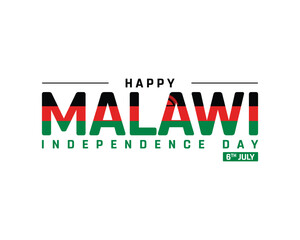 Malawi Independence Day on a white background, Vector design of Independence Day of Malawi, Typographic Design of Malawi National Day, Flag typography of Malawi