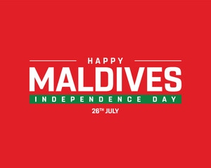 Maldives Independence Day on a red background, Vector design of Independence Day of Maldives, Typographic Design of Maldives National Day, Flag typography of Maldives