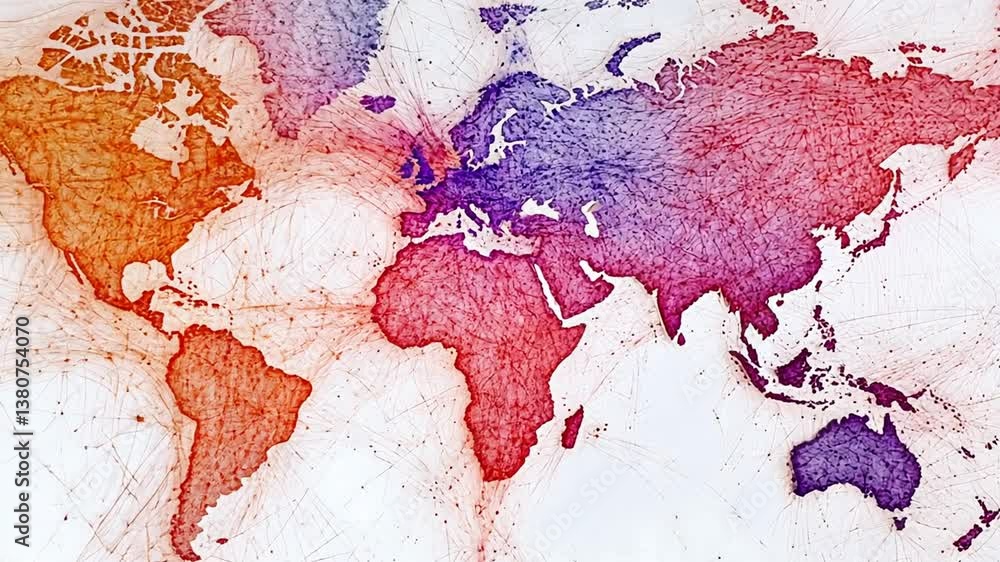 Poster world network connections illustrating global interaction patterns generative ai