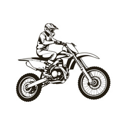 A bright, vibrant motocross vector art image on a white flat background, utilizing strong hard lig
ht, lively colors, and direct harsh shadows