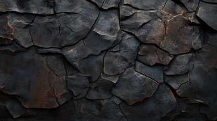 Fototapeta premium Cracked stone texture natural dark surface background close-up
