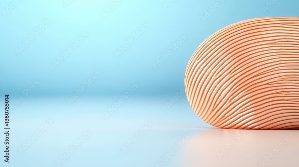 Poster a stylized, abstract form with curved lines against a soft blue background, creating a minimalist ae