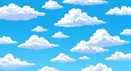 Floating Clouds in a Bright Blue Sky Graphic Background Pattern