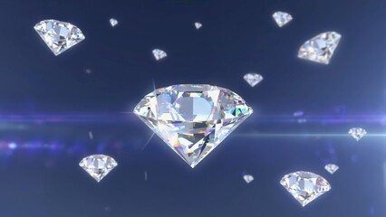 A group of diamonds suspended in mid-air, captured in a dramatic and elegant shot