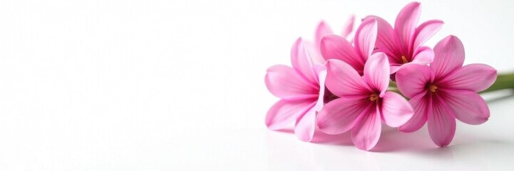 Cluster of eleven pink flowers, pure white backdrop, white, nature
