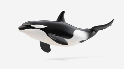 Obraz premium Cute 3d illustration of an orca calf swimming gracefully in the ocean with a friendly expression and lovely details