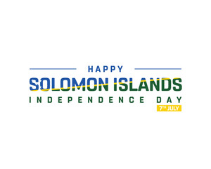 Solomon Islands Independence Day on a white background, Vector design of Independence Day of Solomon Islands, Typographic Design of Solomon Islands National Day, Flag typography of Solomon Islands