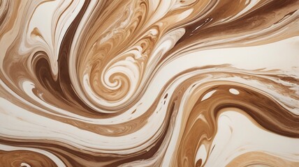 Velvety coffee swirls with cream, forming an artistic design.