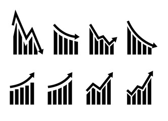 Growth vector icon. Graph or diagram with arrow going up and down. Vector
