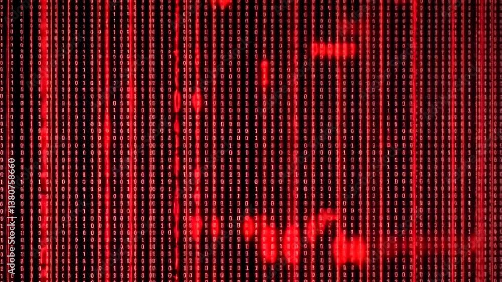 Poster red background with binary code for cyber security design generative ai
