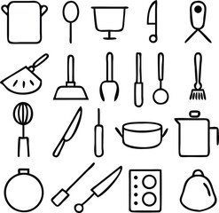 Cooking And Kitchen Icon Pack Vector