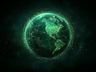 Obraz premium Global connectivity event digital earth network virtual environment futuristic viewpoint technology concept