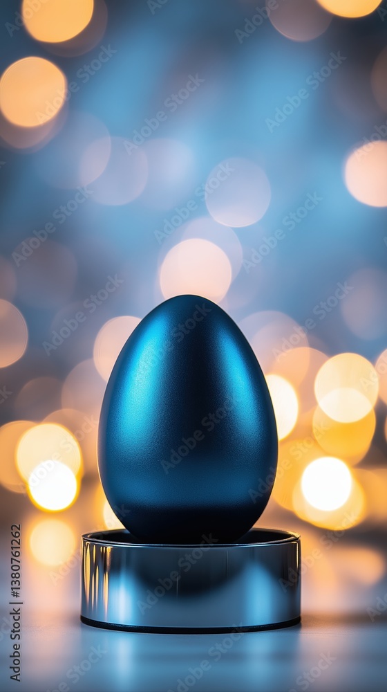 Aufkleber elegant chrome egg holder with a glowing background creating a serene and captivating visual aesthet