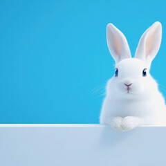 Obraz premium Adorable white rabbit captured in a cute and charming 3d snow hare illustration showcasing its fluffy features