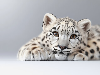 Fototapeta premium Charming snow leopard cub in a full body illustration showcasing its cutest features in a 3d artistic rendering