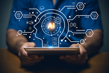 Exploring ai innovations in business strategy office space digital art professional environment close-up view technology integration